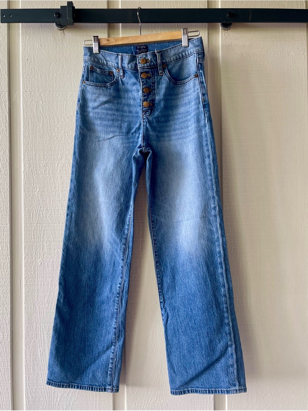 J Crew Wide Leg Full Length Jeans 26 Size Button Fly High Waisted